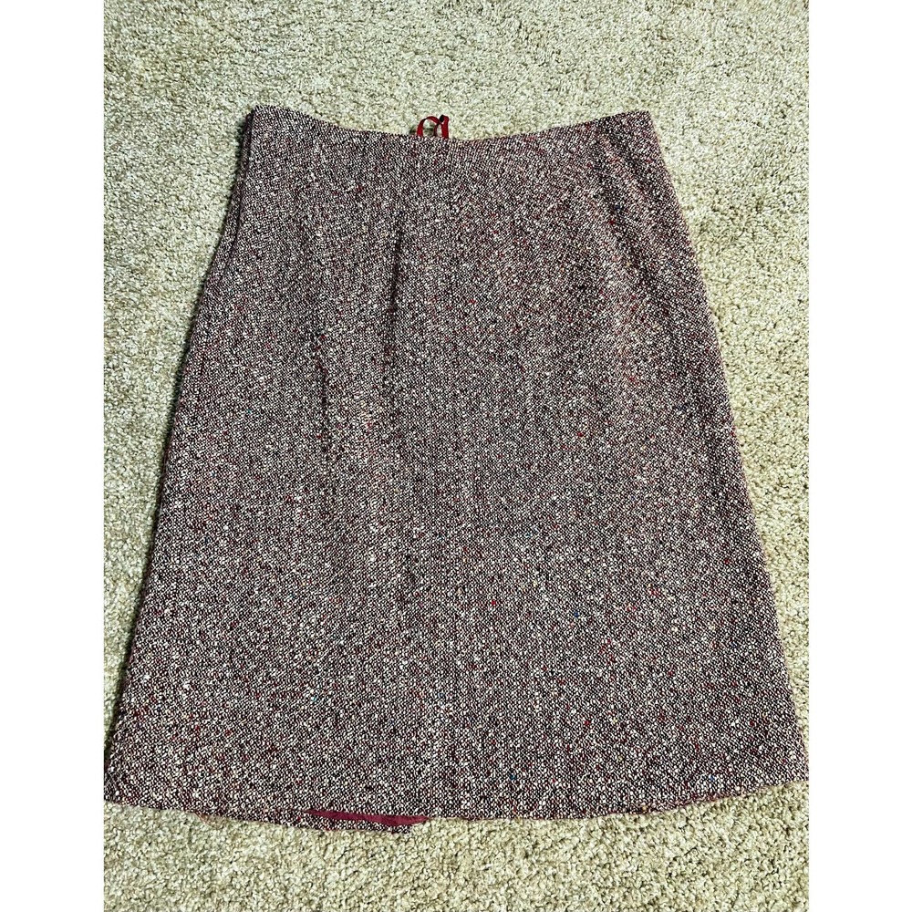 Philip Alec Paris Tweed Wool Blend Burgundy Skirt Size 6